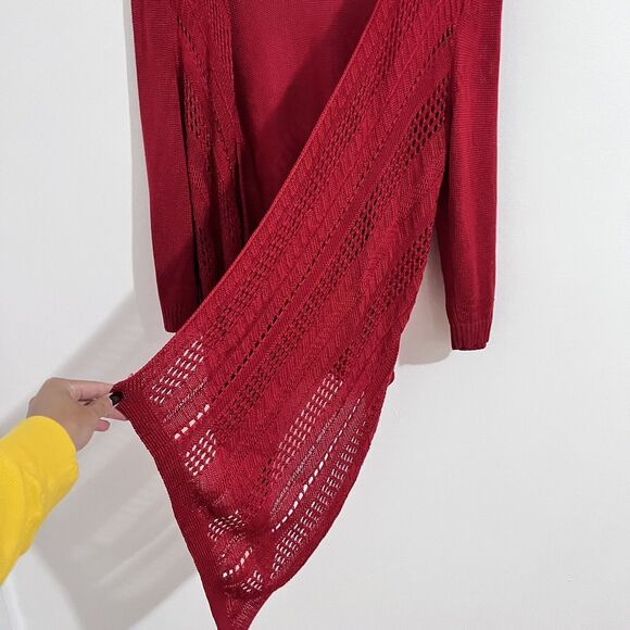 Chico's Knit Open Cardigan Size 3 / XL Red Waterfall Cottage Layer Boho Business - Picture 4 of 6